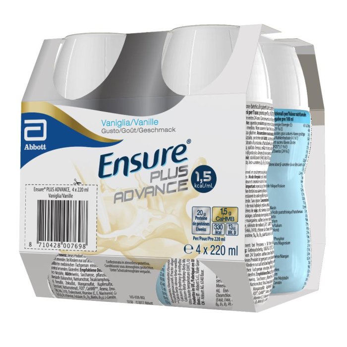 Ensure Plus Advance Formula Potenziata Vaniglia 4 Pezzi Da 220 ml
