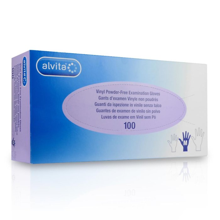 Alvita Guanti In Vinile Senza Polvere Taglia L 100 Guanti