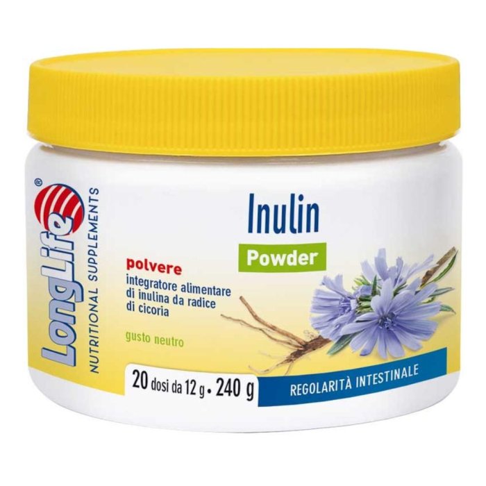LongLife Inulina Powder 240 g Integratore di Fibra Prebiotica per il Benessere Intestinale
