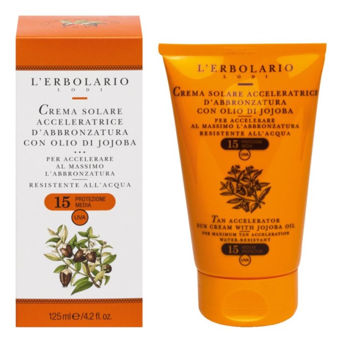 L'Erbolario Crema Solare Acceleratrice d'Abbronzatura Olio di Jojoba SPF15 125ml