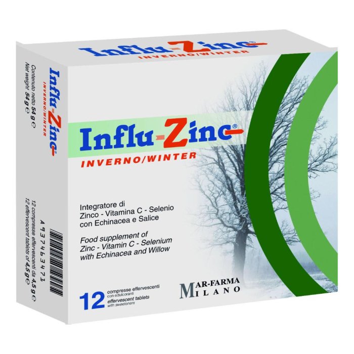 Influ Zinc Invern 12 compresse effervescenti - integratore con zinco e vitamina C per le difese