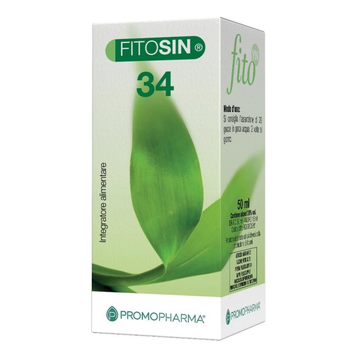 Fitosin 34 Gocce 50 ml PromoPharma Integratore Naturale in Gocce a Base di Estratti Vegetali