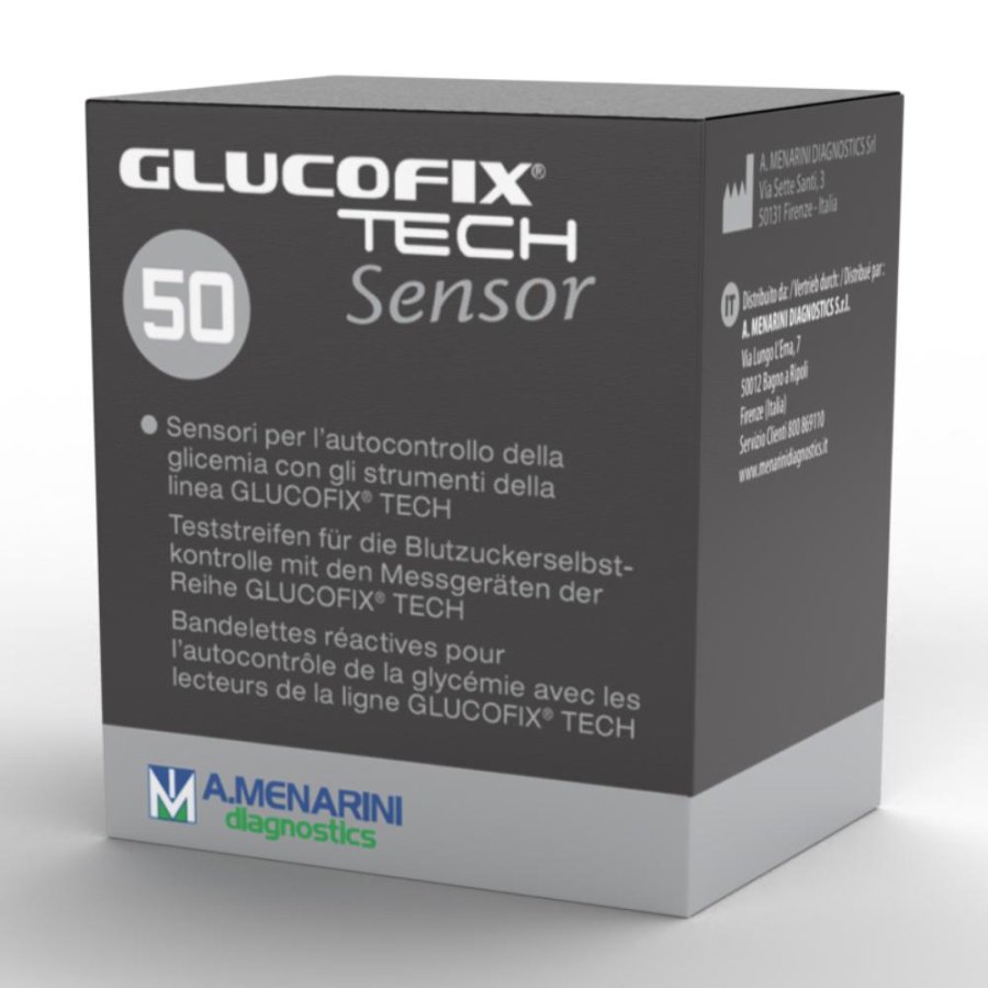 Glucofix Tech Sensor 50 strisce - strisce reattive per misuratore glicemia Glucofix Tech Glucofix Tech Sensor 50 strisce - strisce reattive per misuratore glicemia Glucofix Tech