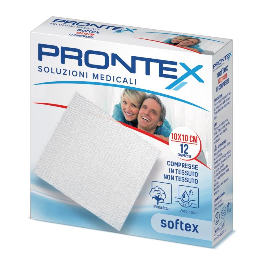 Prontex Softex Garza in Tessuto Non Tessuto 10 x 10 cm 12 Compresse Sterili Prontex Softex Garza in Tessuto Non Tessuto 10 x 10 cm 12 Compresse Sterili
