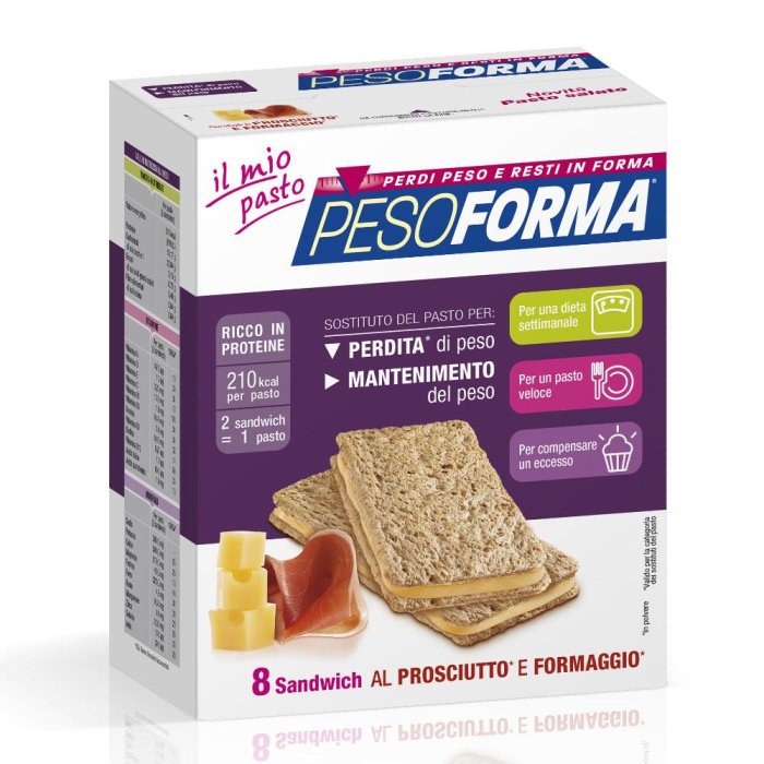Pesoforma  Alimentazione Dietetica 8 Sandwich Prosciutto e Formaggio