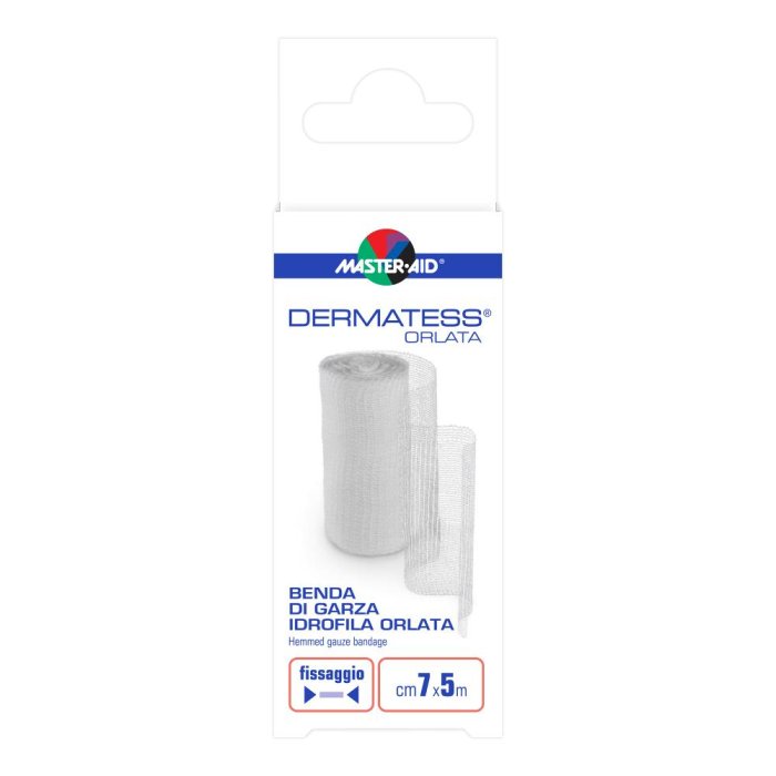 Dermatess Benda Orlata 7 cm x 5 m per Medicazione – Benda in Garza Morbida per Fissaggio e Protezione Ferite