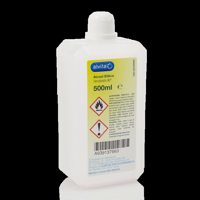 Alvita Alcool Etilico Denaturato 90° 500 ml – Disinfettante per uso esterno