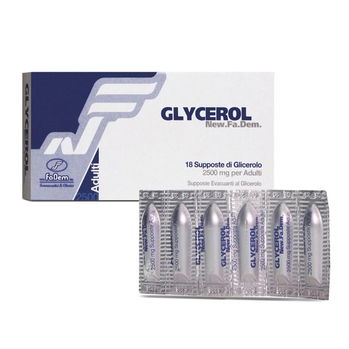 New.Fa.Dem. Glycerol Supposte Evacuanti Di Glicerolo 18 Supposte Da 2500 mg