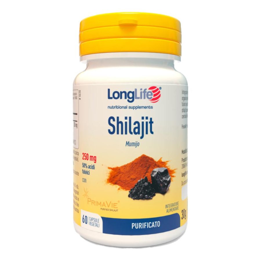 Longlife Shilajit 60 Capsule Integratore Alimentare di Resina di Shilajit Himalayana per Energia, Vitalità e Benessere Longlife Shilajit 60 Capsule Integratore Alimentare di Resina di Shilajit Himalayana per Energia, Vitalità e Benessere