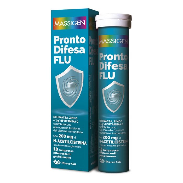 Massigen Pronto Difesa Flu Integratore Difese Immunitarie per Raffreddore e Influenza 10 Flaconcini Orali