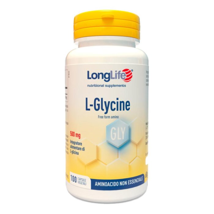 LongLife Glycine 500 mg 100 Capsule Integratore Alimentare di L Glicina Pura per Sonno Qualità Muscoli e Sistema Nervoso