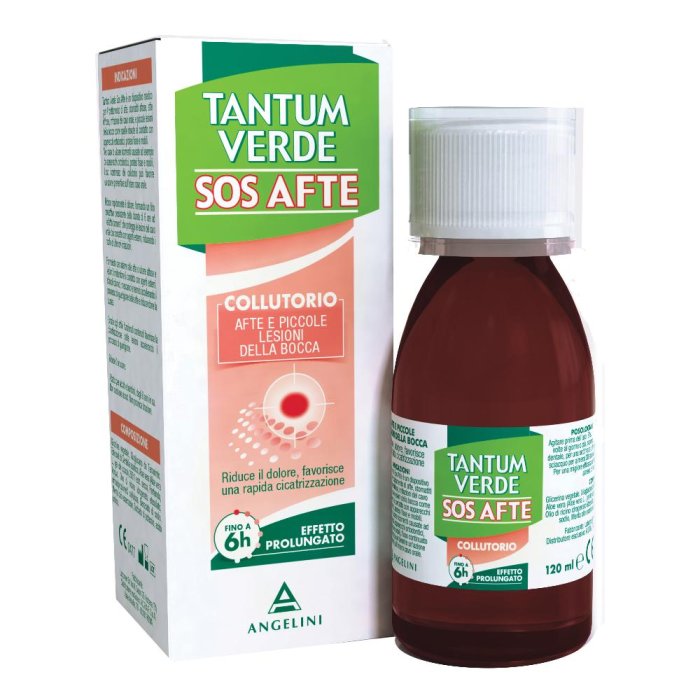 Tantum Verde SOS Afte Collutorio - Trattamento per Ulcere Orali e Irritazioni - 120ml