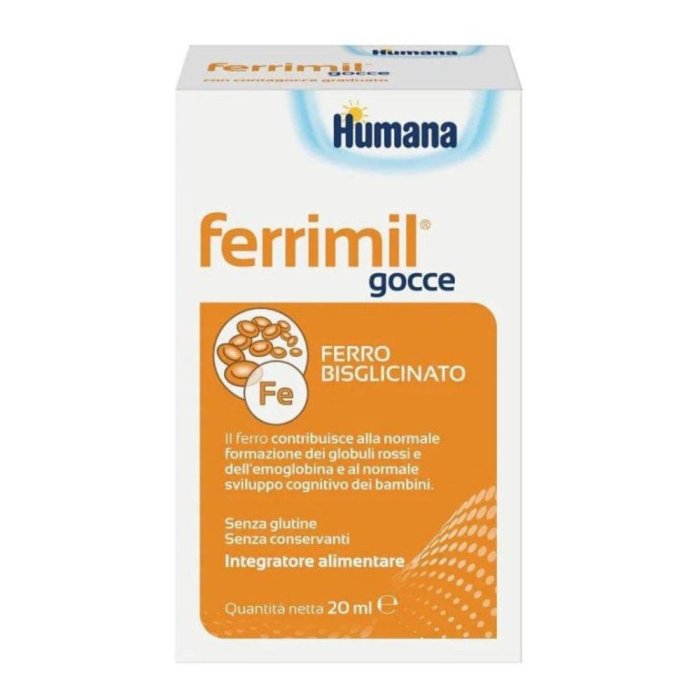 Humana Ferrimil Gocce 20 ml Integratore di Ferro per Neonati, Lattanti e Bambini