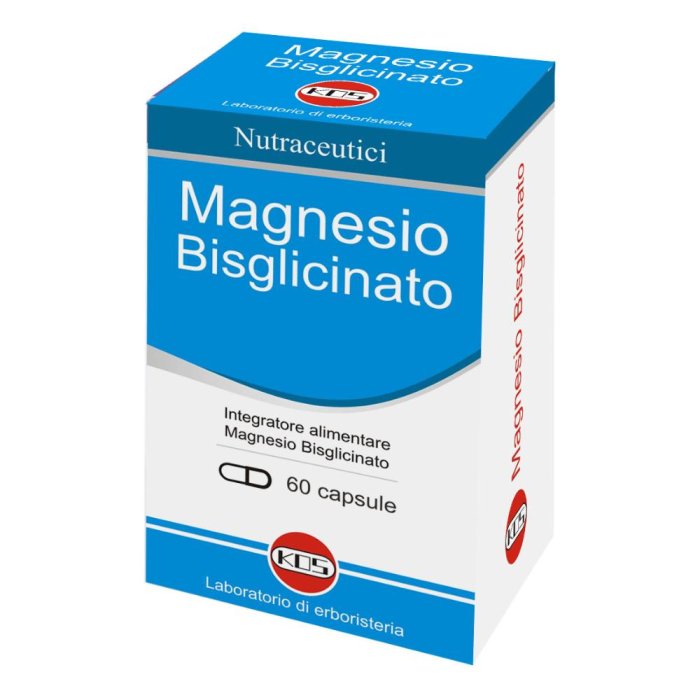 Magnesio Bisglicinato 60 Capsule KOS Integratore di Magnesio ad Alta Biodisponibilità per Stanchezza, Stress e Crampi Muscolari