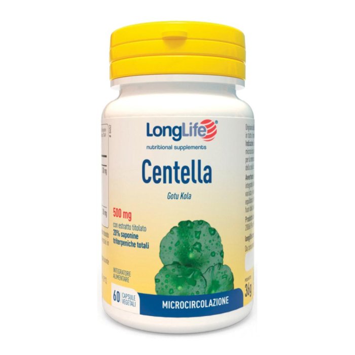 Longlife Centella Integratore Alimentare Centella Asiatica per Microcircolo e Gambe Leggere 60 Capsule