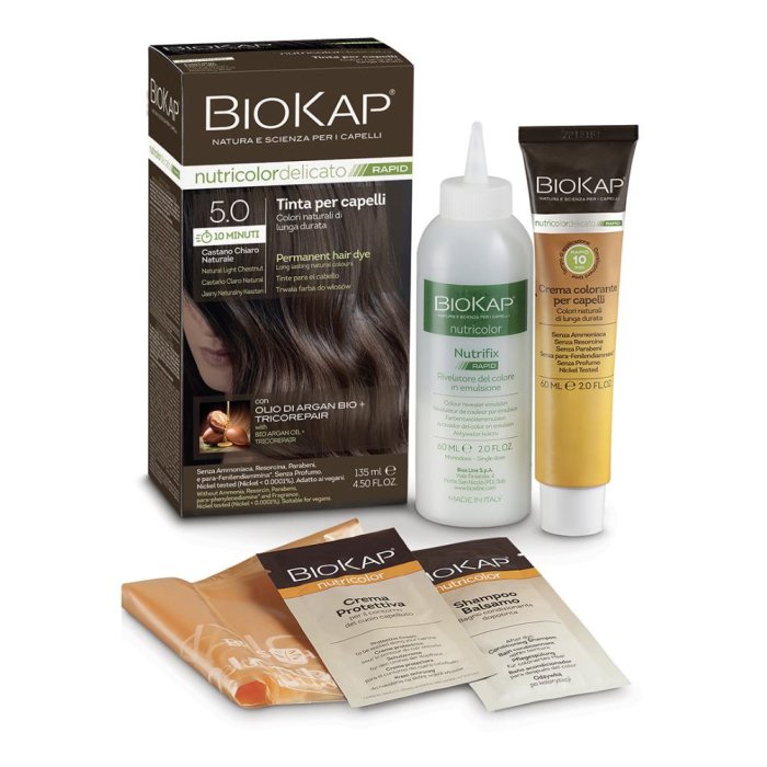 Biokap Nutric Rapid Tinta per Capelli 5.0 Castano Chiaro – Colorazione Permanente Naturale Nutriente