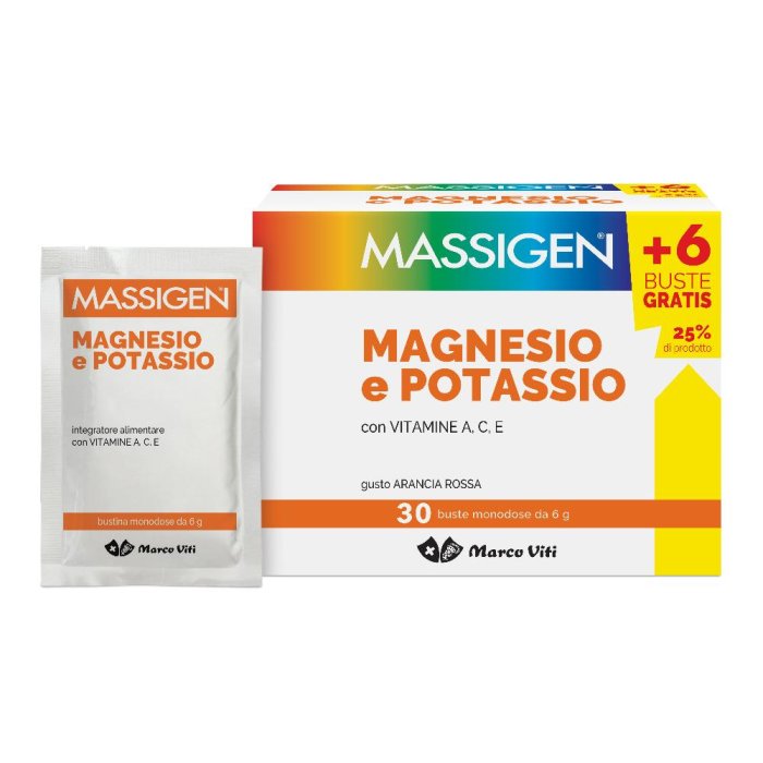 Massigen Magnesio Potassio Integratore Alimentare Bustine  24 + 6