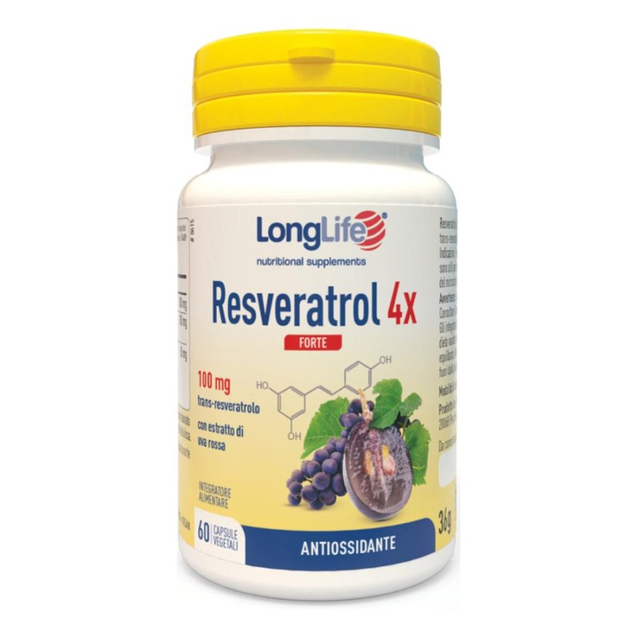 LongLife Resveratrol 4X 60 Capsule Integratore Antiossidante ad Alto Dosaggio LongLife Resveratrol 4X 60 Capsule Integratore Antiossidante ad Alto Dosaggio