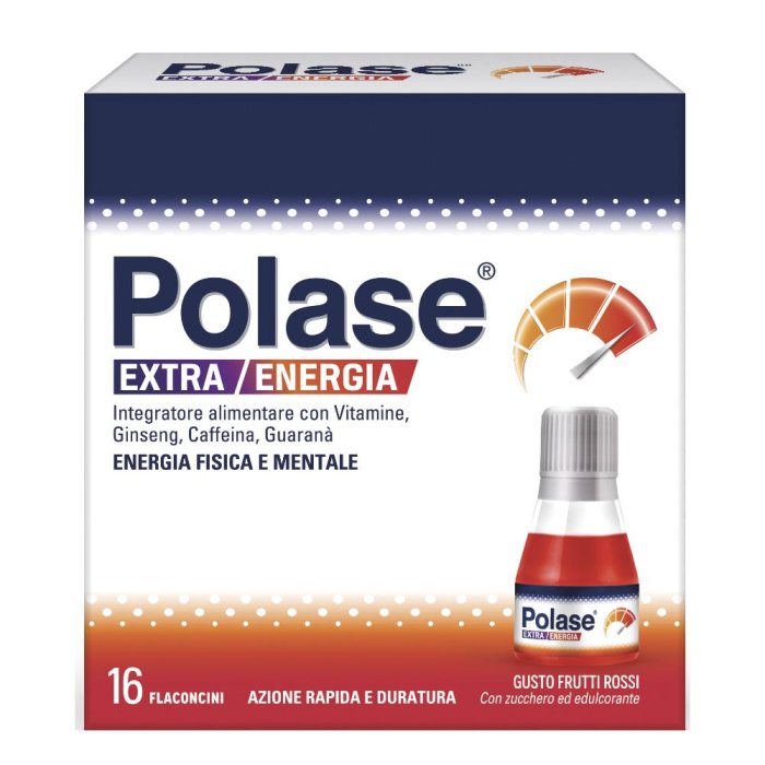Polase Extra Energia 16 flaconcini per energia mentale e fisica gusto frutti rossi