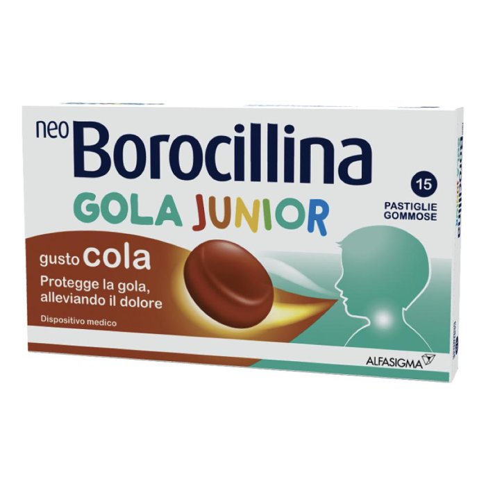 Alfa Sigma Neo Borocillina Gola Junior Integratore Alimentare Lenitivo 15 Pastiglie Cola