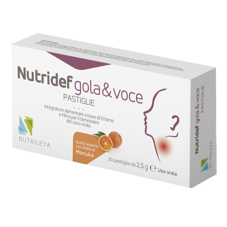 Nutridef Gola e Voce Integratore per Benessere di Gola e Voce 20 Pastiglie Orali