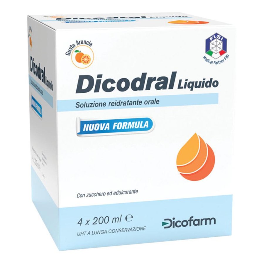 Dicofarm Dicodral Liquido Soluzione Reidratante Orale 4 X 200 Ml Dicofarm Dicodral Liquido Soluzione Reidratante Orale 4 X 200 Ml