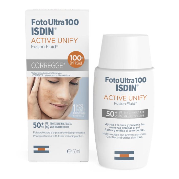 Foto Ultra 100 ISDIN Active Unify 51,5 g – Protezione solare e schiarente per l'incarnato 50 ml