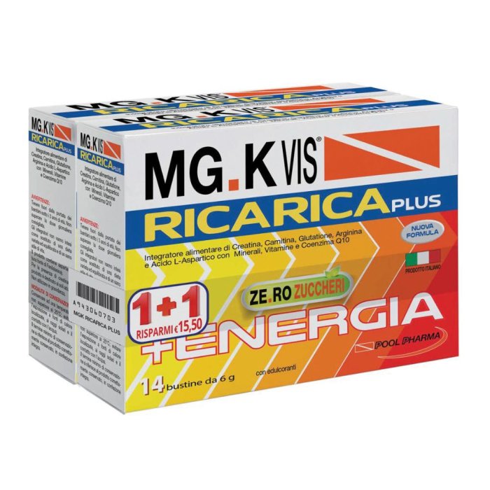 Mg k Vis Ricarica Plus integratore energetico 14 bustine + 14 OMAGGIO