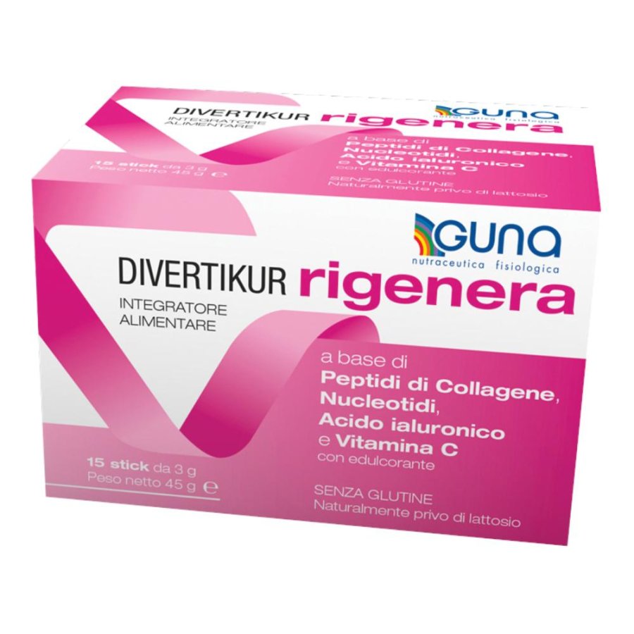 GUNA Divertikur rigenera  - Integratori per il Benessere Intestinale e la Rigenerazione 15 stick 