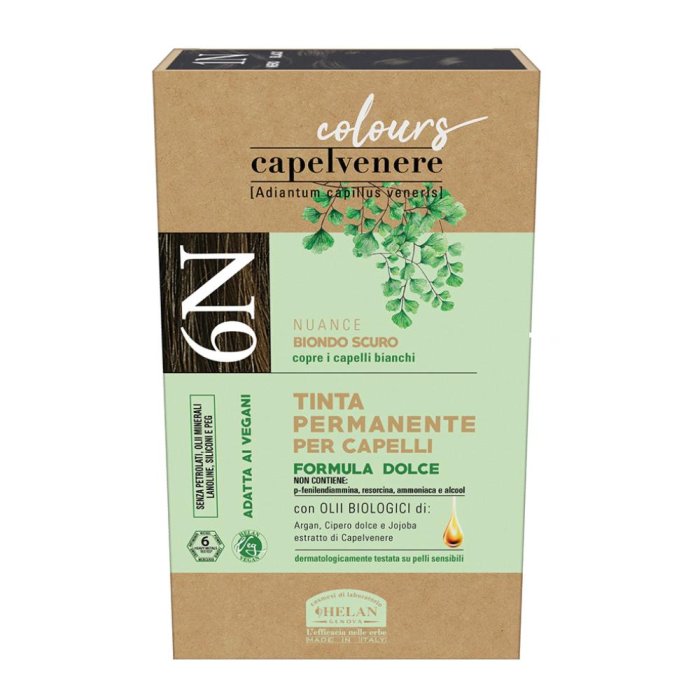 Capelvenere Tinta Capelli 6N Biondo Scuro Naturale, Colore Permanente Più Delicato e Nutriente