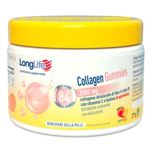 LongLife Collagen Gummies Integratore al Collagene Marino per Pelle Capelli e Unghie 84 Caramelle Gommose