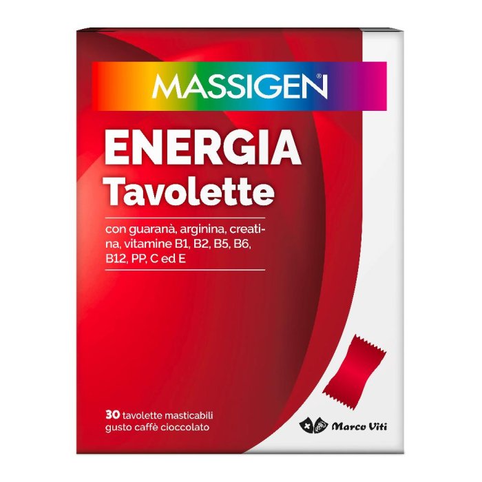 Massigen Energia Integratore Tonico Energetico, 30 Tavolette Masticabili