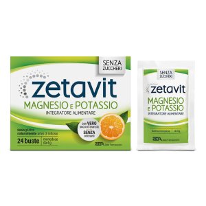 Zetavit Magnesio e Potassio Integratore Alimentare 24 Bustine Senza Zucchero