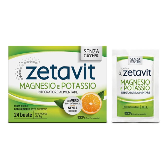 Zetavit Magnesio e Potassio Integratore Alimentare 24 Bustine Senza Zucchero