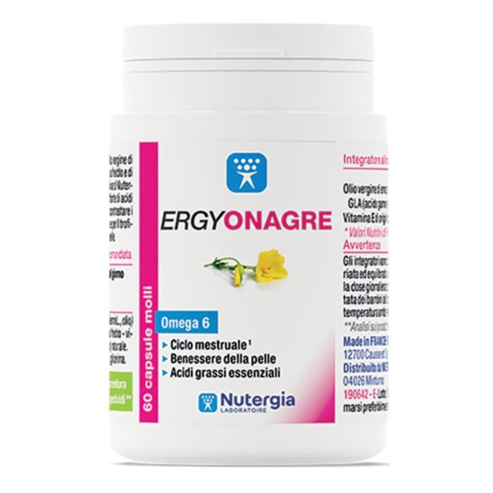 Ergy Onagre Integratore Alimentare 60 Capsule Olio di Enotera Omega 6 per Benessere Femminile