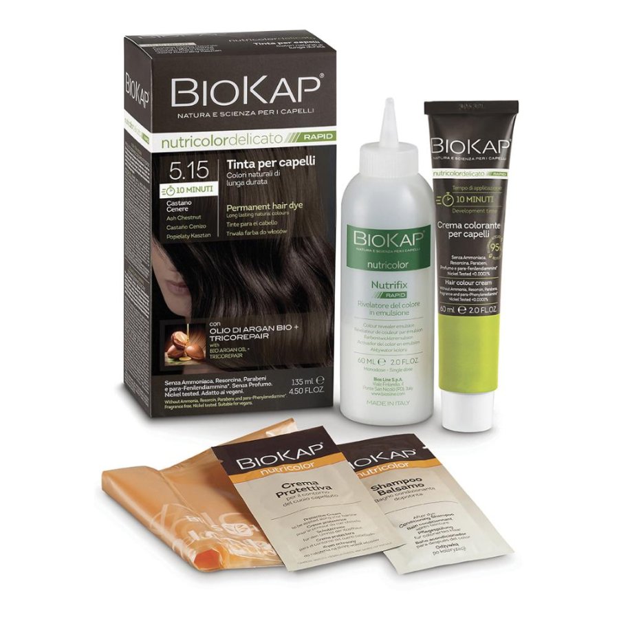 Bios Line BioKap Nutricolor - Delicato Rapid Tinta per Capelli Colore 5.15 Castano Cenere 1 Kit Bios Line BioKap Nutricolor - Delicato Rapid Tinta per Capelli Colore 5.15 Castano Cenere 1 Kit