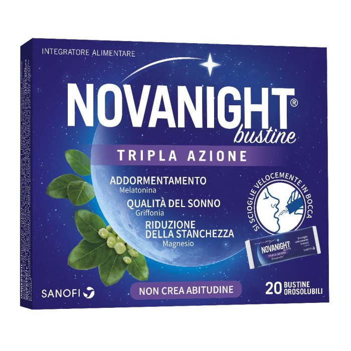 Novanight 20 Bustine Integratore per sonno Tripla Azione
