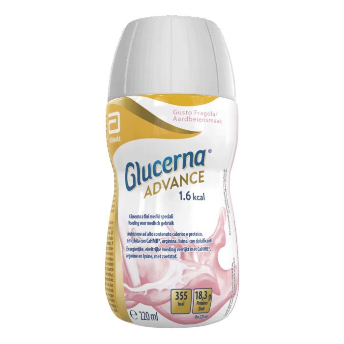 Glucerna Advance 1.6 Fragola Bevanda Nutrizionale 220 Millilitri per Diabetici e Controllo della Glicemia