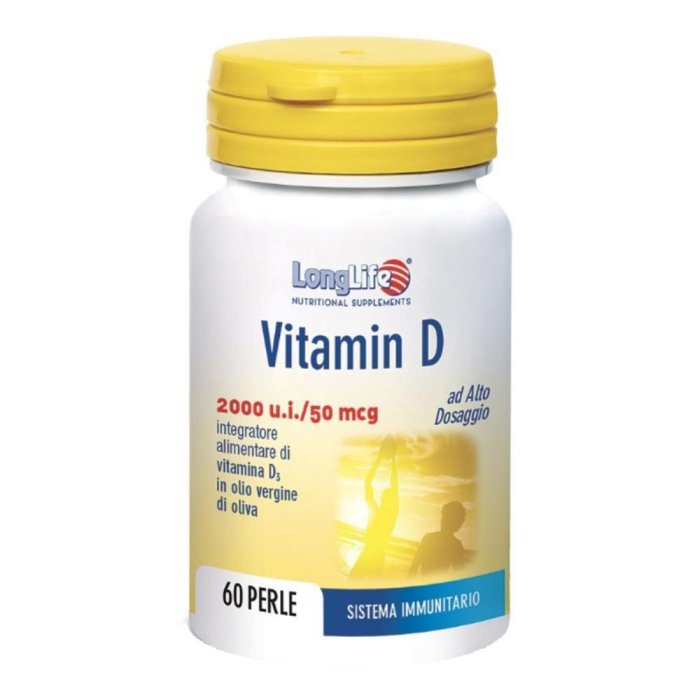 LongLife Vitamina D3 2000 Unità Internazionali 60 Perle Softgel Integratore per Ossa e Sistema Immunitario