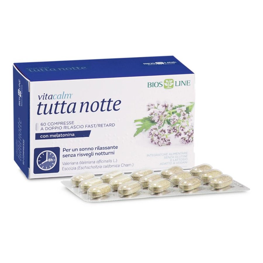 Bios Line Vitacalm - Tutta Notte Integratore con Melatonina 60 Compresse Bios Line Vitacalm - Tutta Notte Integratore con Melatonina 60 Compresse