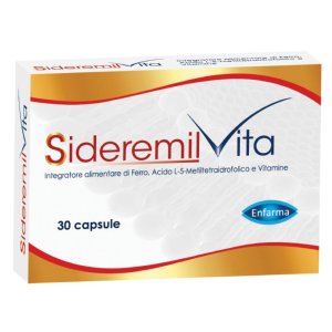 SIDEREMIL Vita Integratore Alimentare con Ferro e Vitamina per Energia e Difese Immunitarie, Confezione da 30 Capsule