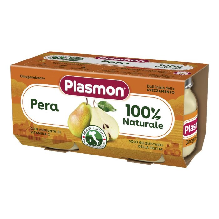 Plasmon Omogeneizzato alla Pera per Neonati da 4 Mesi, Alimento per l’Infanzia 100% Frutta, Confezione 2x80 g