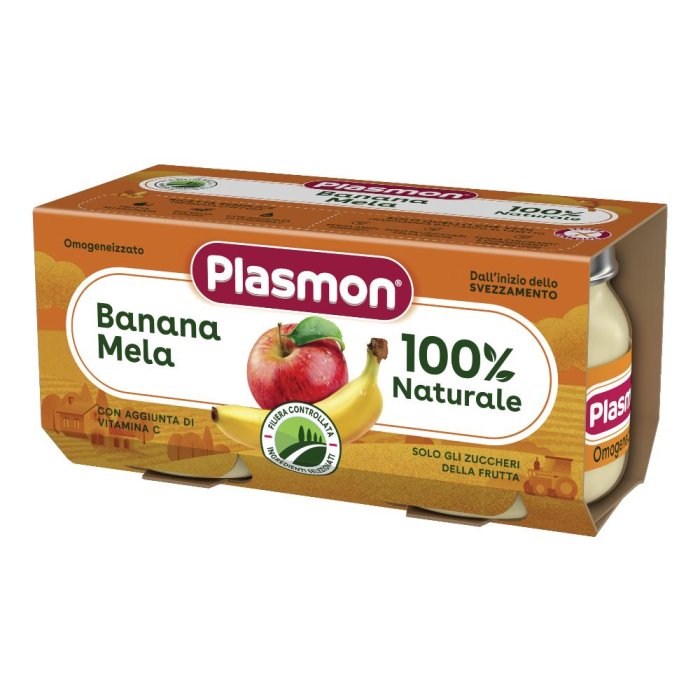 Plasmon omogeneizzato banana e mela 2x80 g - omogeneizzato di frutta per lo svezzamento