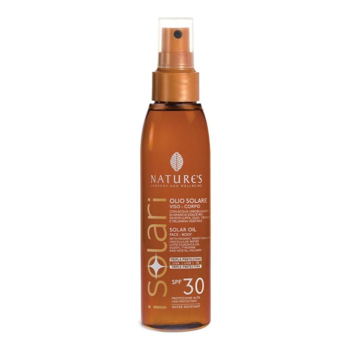 Nature's Solari Olio Solare SPF 30 Alta Protezione Viso e Corpo per Abbronzatura Uniforme