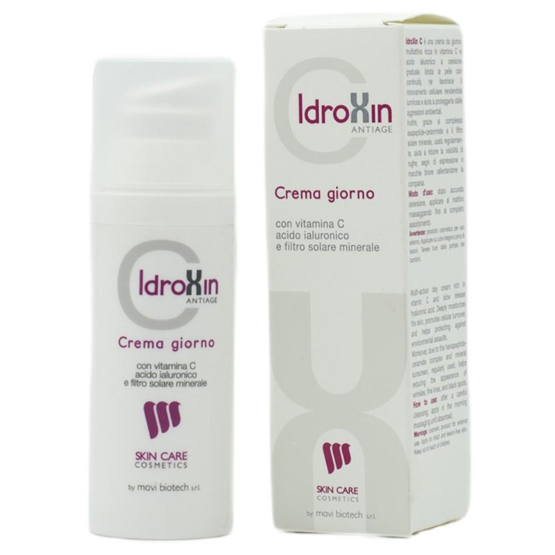 Idroxin Biotech Crema Viso Antiage alla Vitamina C 50 millilitri – Trattamento Antirughe e Illuminante per Pelli Mature