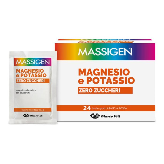 Massigen Magnesio Potassio Zero Zuccheri - Integratore con Sali Minerali e Vitamine 24 bustine
