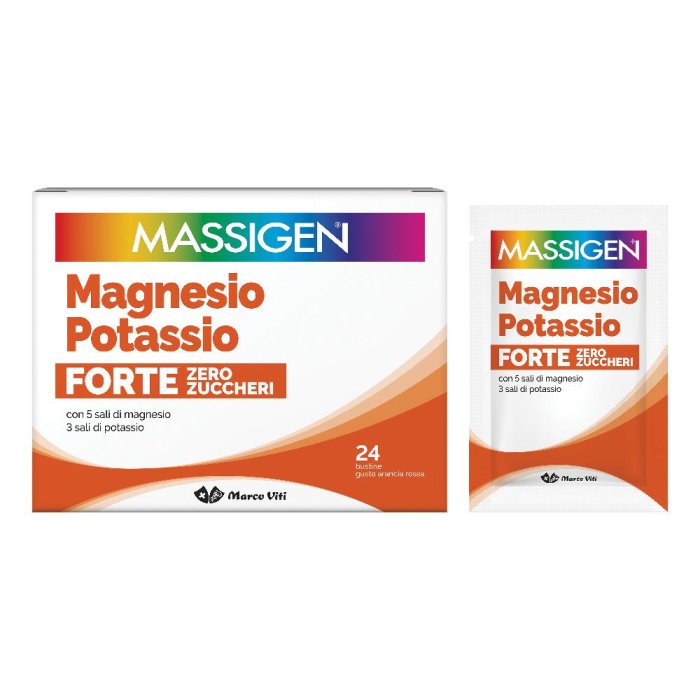 Massigen Magnesio e Potassio Senza Zucchero 24 Bustine da 8 g Integratore per Stanchezza e Crampi – The Wellness List Nominations dei Migliori Integratori di Sali Minerali