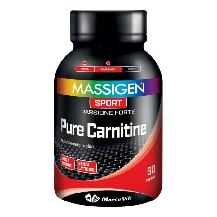Massigen Sport Pure Carnitina 60 Capsule Integratore Alimentare per Energia e Performance Sportiva