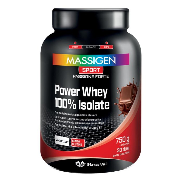 Massigen Sport Power Whey Isolate Gusto Cioccolato Integratore Proteico per Sportivi