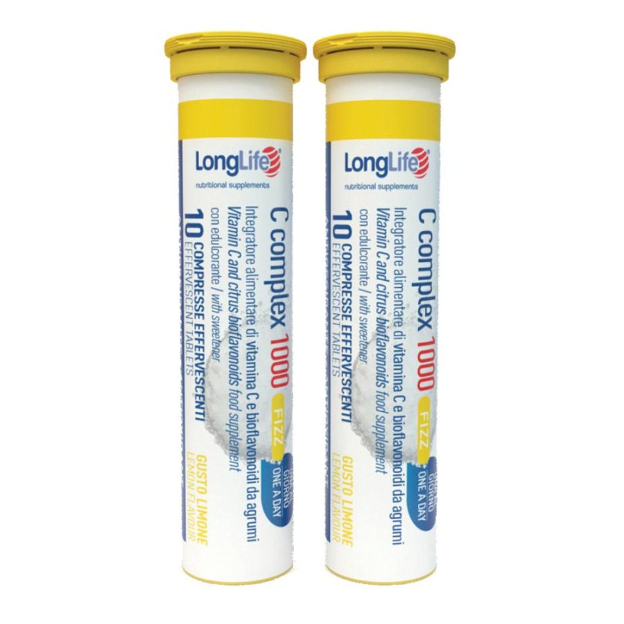 LongLife Vitamin C Complex 1000 milligrammi Fizz Integratore di Vitamina C 20 Compresse Effervescenti LongLife Vitamin C Complex 1000 milligrammi Fizz Integratore di Vitamina C 20 Compresse Effervescenti